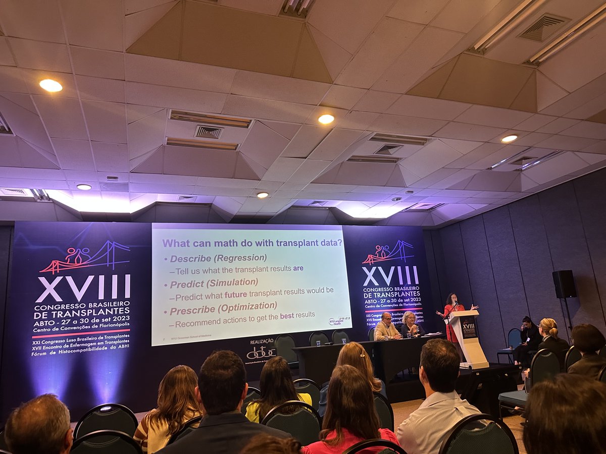 NYUGSOM_CSTAR's tweet photo. Our experts in action at XVIII Congresso Brasileiro de Transplantes @ABTO:
@shelikesmath presented "The rest is just math" and
@AllanBMassie presented "Brazil should create the next great national registry to lead transplant research worldwide" https://t.co/MFzHYf8ZTA