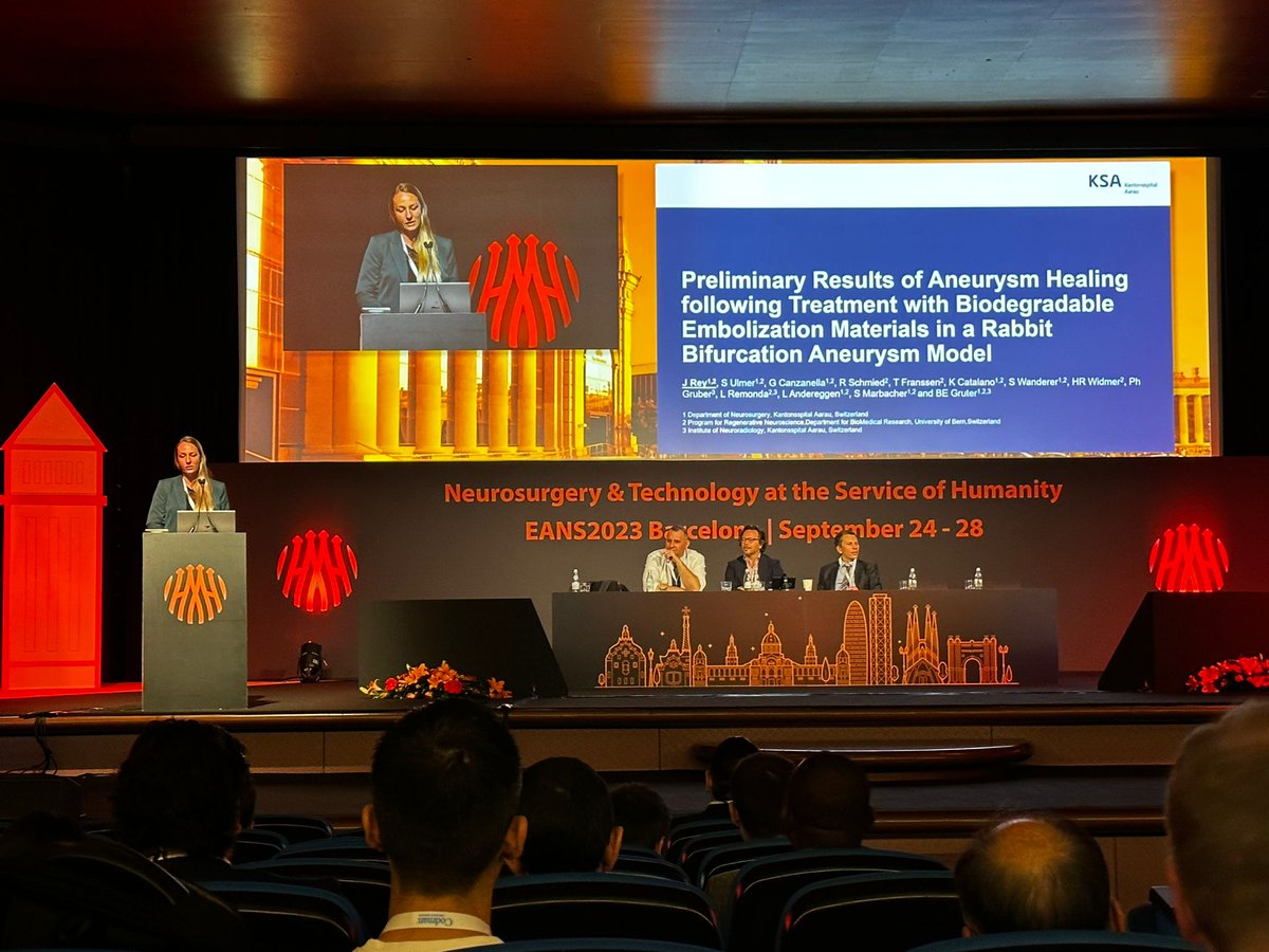 Cerebrovascul14's tweet photo. @ksagruppe 
 …happy to participate at the #EANS2023 congress, held in Barcelona this year! It's always a great pleasure to present scientific results, meet old friends and share medical knowledge🧠🧠🧠 https://t.co/cRYW0N1m0P