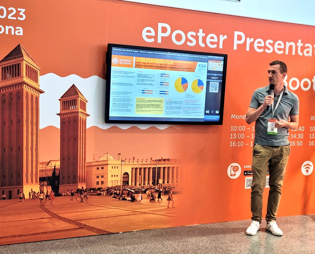 Cerebrovascul14's tweet photo. @ksagruppe 
 …happy to participate at the #EANS2023 congress, held in Barcelona this year! It's always a great pleasure to present scientific results, meet old friends and share medical knowledge🧠🧠🧠 https://t.co/cRYW0N1m0P