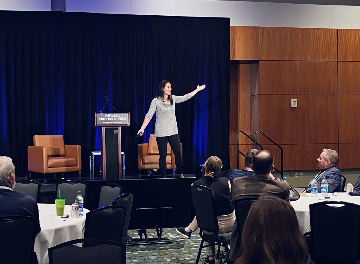 ISSA_MidTN's tweet photo. Great afternoon keynote with Naomi Buckwalter talking about sharing our knowledge about good information security practices to build up the next generation in the cybersecurity industry! 

#cybersecurity #Infosec2023  #infosecnashville #ISSAMiddleTN #ISSA #security #infosec https://t.co/ZDgrLEb15q