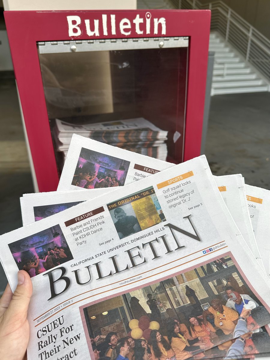 DHbulletin's tweet photo. Hey Toros‼️ The second issue of the Bulletin is available now in the red news stands around campus🗞️ It includes articles discussing internship workshops, invasive mosquitoes, CSUDH golf team, and so much more. Be sure to pick one up👏
📸 By Karl Hays
#csudhbulletin #csudh https://t.co/rxOZvI73NV