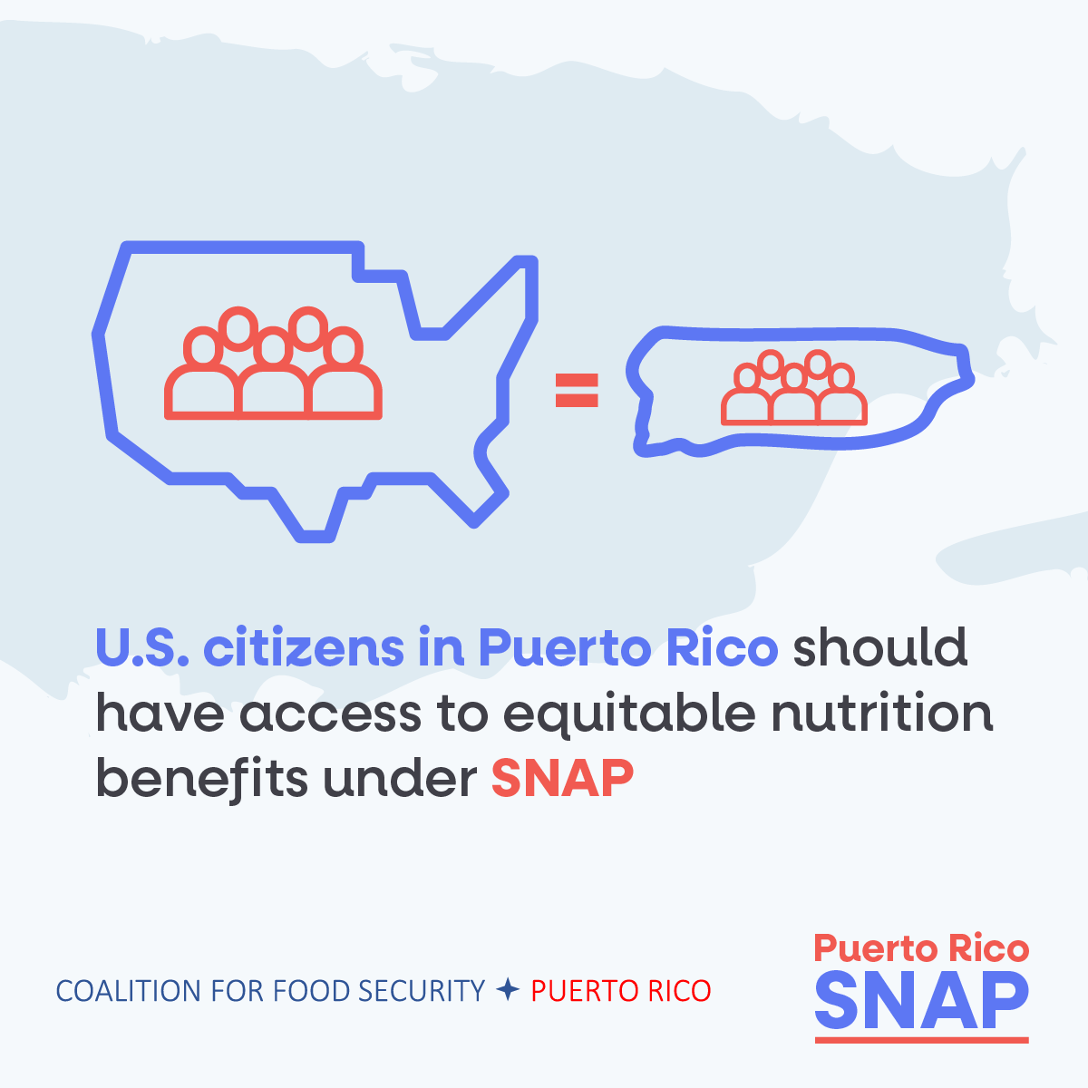 PuertoRicoSNAP's tweet photo. U.S. citizens in Puerto Rico should have access to equitable nutrition benefits under SNAP. The #PuertoRicoNutritionAssistanceFairnessAct (S. 949 and H.R. 253) and #FarmBill2023 provides a way to do this. Congress must act now!

Take action here! ➡️ https://t.co/OJGdzaPEmb https://t.co/SKnMJSsIxo