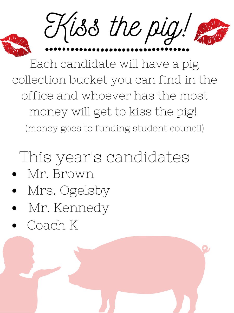 lnraiders1's tweet photo. WATCH Mr. Kennedy, Mrs. Oglesby, Mr. Kawata, or Mr. Brown KISS A REAL LIVE PIG! Stop by the HS office or come to the football game this Friday to donate - whoever makes the most money for Student Council will smooch a piggy for your delight at the Homecoming Pep Rally! https://t.co/0fZc8yoXha