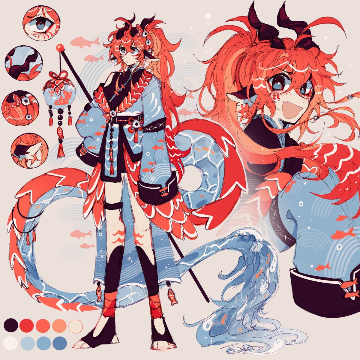 🤺Koi Dragon Design ((adopt 

Hey yall,, i died for a while cause i was sick💀 but look ! They are like a little festival spirit!

#art