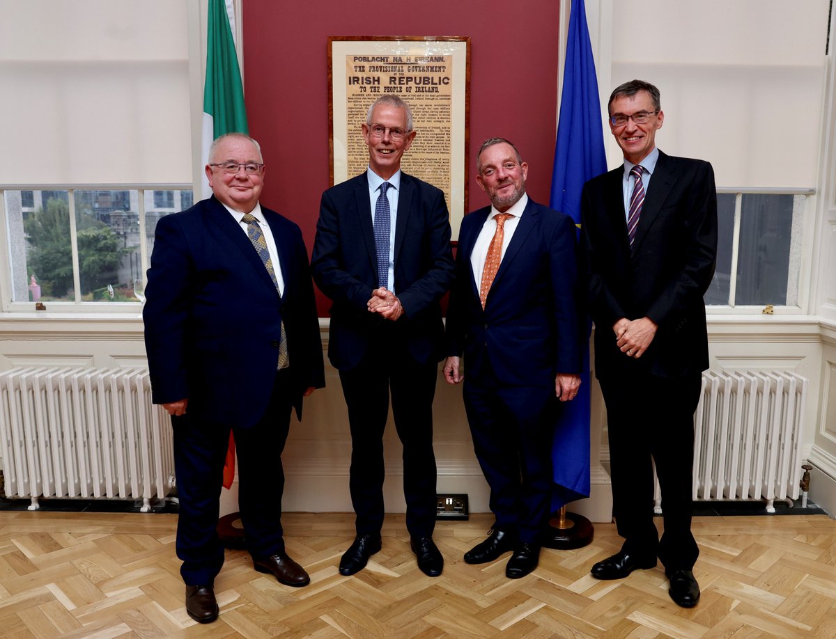 OireachtasNews's tweet photo. Earlier today, the Ceann Comhairle &amp; the Cathaoirleach met with Mr Tiny Kox, President of the Parliamentary Assembly, of the Council of Europe at an ECPP Bilateral Meeting - in attendance Mr Peter Finnegan, Sec. Gen. of the Houses of the Oireachtas Service. #SpeakersSpeak2023 https://t.co/YFWfvBVLFi