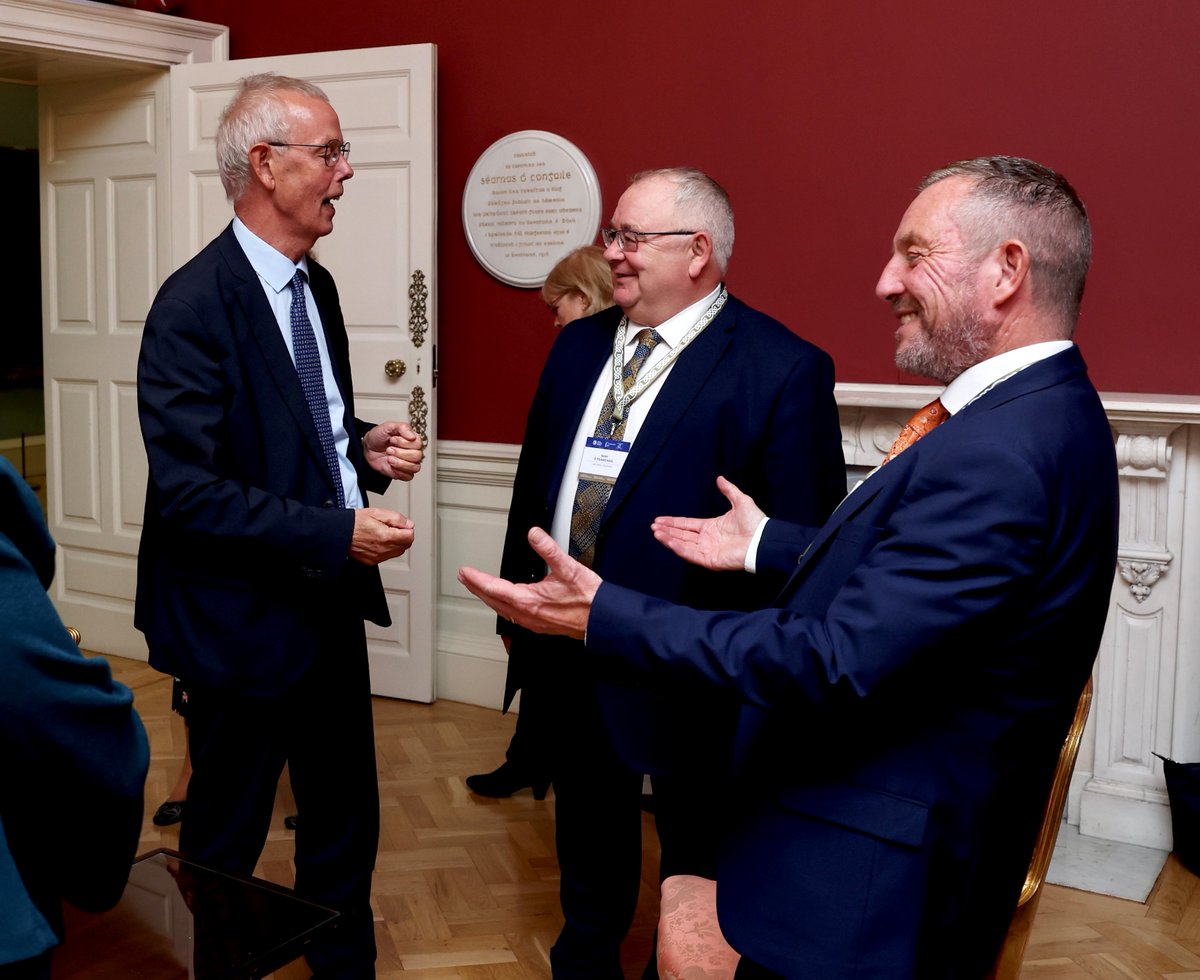 OireachtasNews's tweet photo. Earlier today, the Ceann Comhairle &amp; the Cathaoirleach met with Mr Tiny Kox, President of the Parliamentary Assembly, of the Council of Europe at an ECPP Bilateral Meeting - in attendance Mr Peter Finnegan, Sec. Gen. of the Houses of the Oireachtas Service. #SpeakersSpeak2023 https://t.co/YFWfvBVLFi