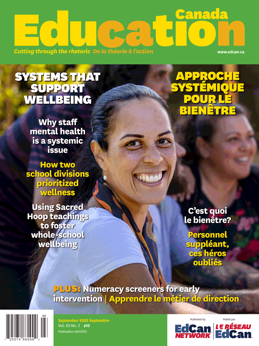 L'édition d'automne 2023 est maintenant disponible! ow.ly/VZwg50PQjAx

Elle présente le fruit du travail de spécialistes en recherche et sur le terrain au Canada sur les approches menant le mouvement vers des environnements scolaires sains pour tous.
#EdCanKMb #WellatWork