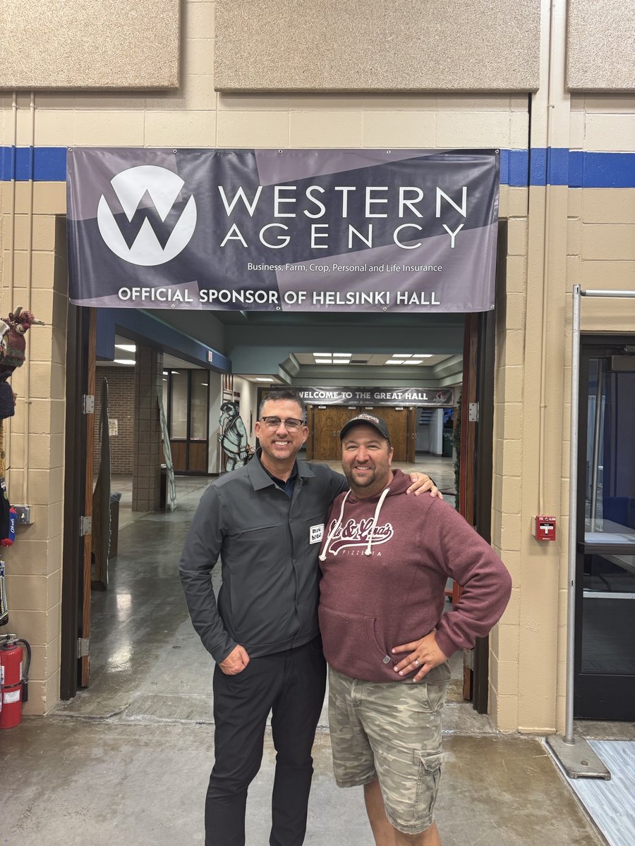 We're proud to be the official sponsor of Helsinki Hall at the Norsk Hostfest Governor's Reception in Minot today. Check out Ryon Boen, CEO of Western Agency and Shane Balken from Ole & Lena's Pizzeria outside Helsinki Hall.  🙌🏼

#westernagency #norskhotfest #proudsponsor
