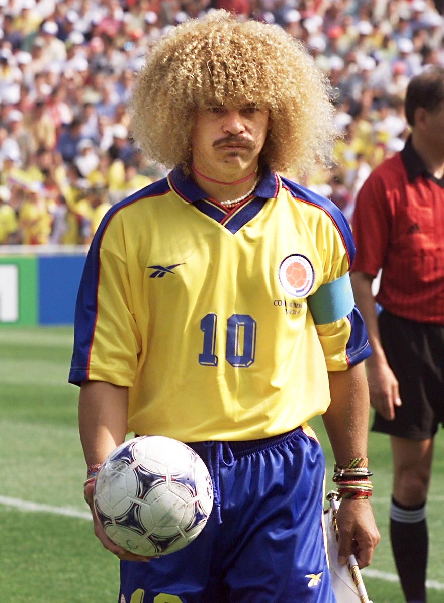 SimonLabbett's tweet photo. Reminds me of Carlos Valderama, the Colombian midfielder from back in the day. https://t.co/s4fvFEQ1yO