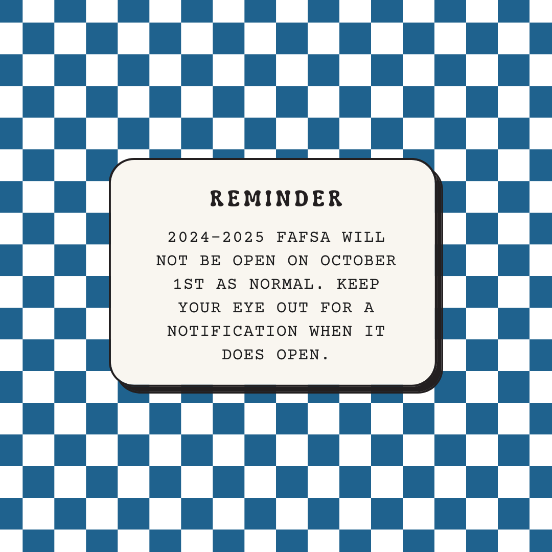Don't forget that the FAFSA this year will not be open in October as normal. If you have any questions about Financial Aid, contact your Admissions Counselor for more information. 

#TrineUniversity #TrineBound