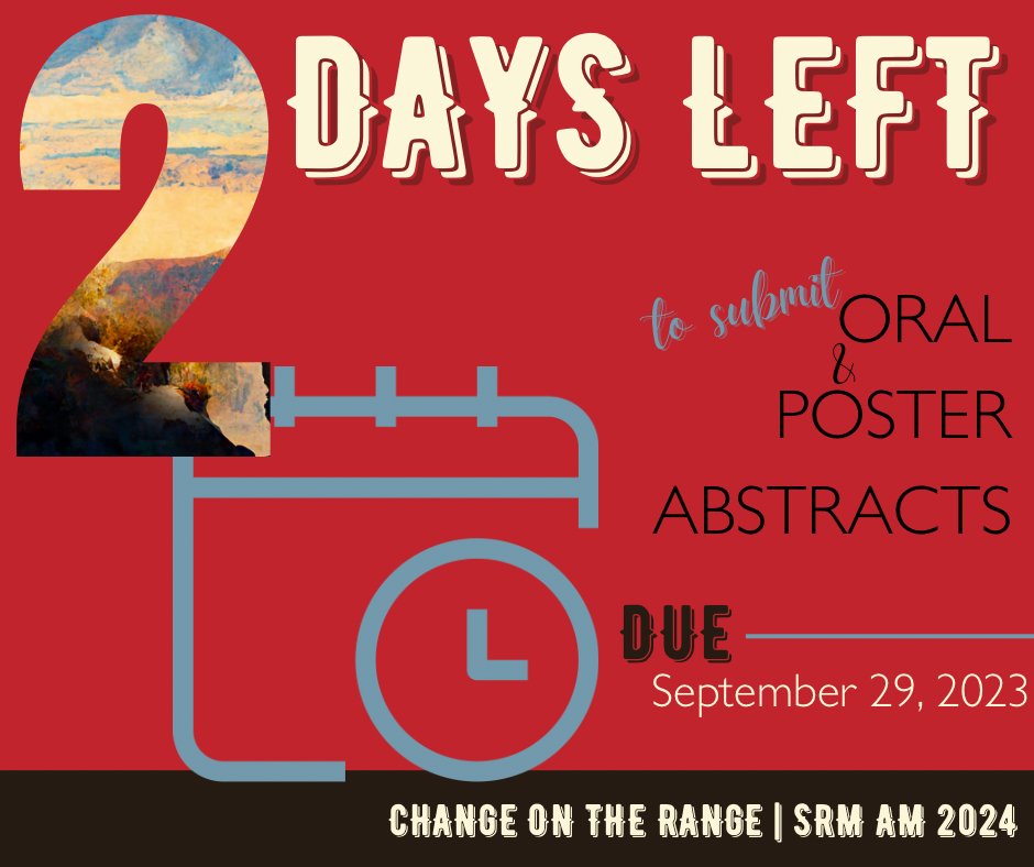 THERES STILL TIME Submit ABSTRACTS for a Poster or Contributed Oral Session by September 29 to be considered for Annual Meeting 2024. The full “call” and details are available at rangelands.org/annual-meeting… And the abstract portal can be accessed at app.oxfordabstracts.com/stages/6405/su…