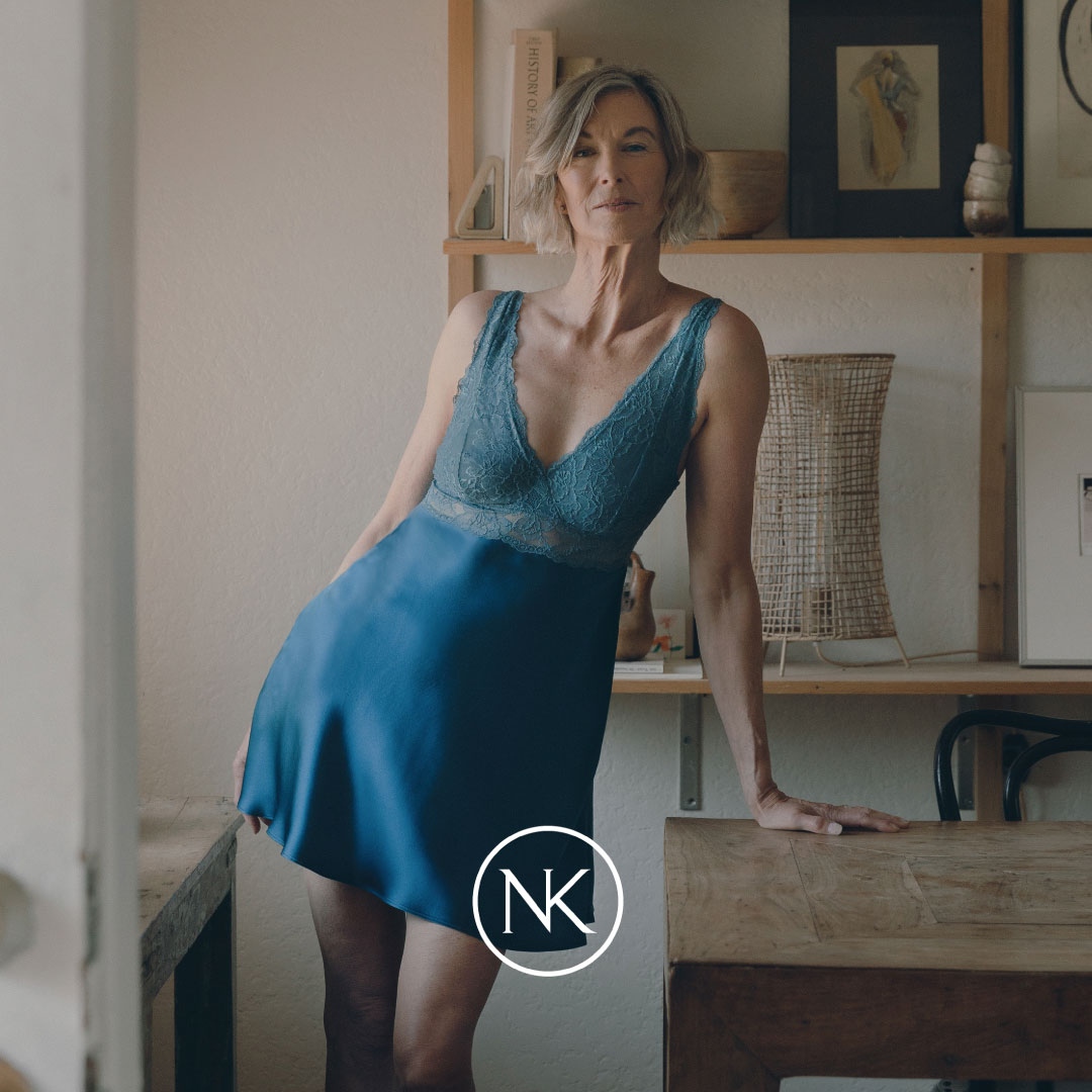 The Morgan iconic bust support chemise keeps you confident at any phase in life.

Discover it now in blue topaz: bit.ly/41xtIPG
⁠
#nkimode #beyondthesheets #luxurysleepwear #vancouver #fashiondaily #AW23 #newcollection