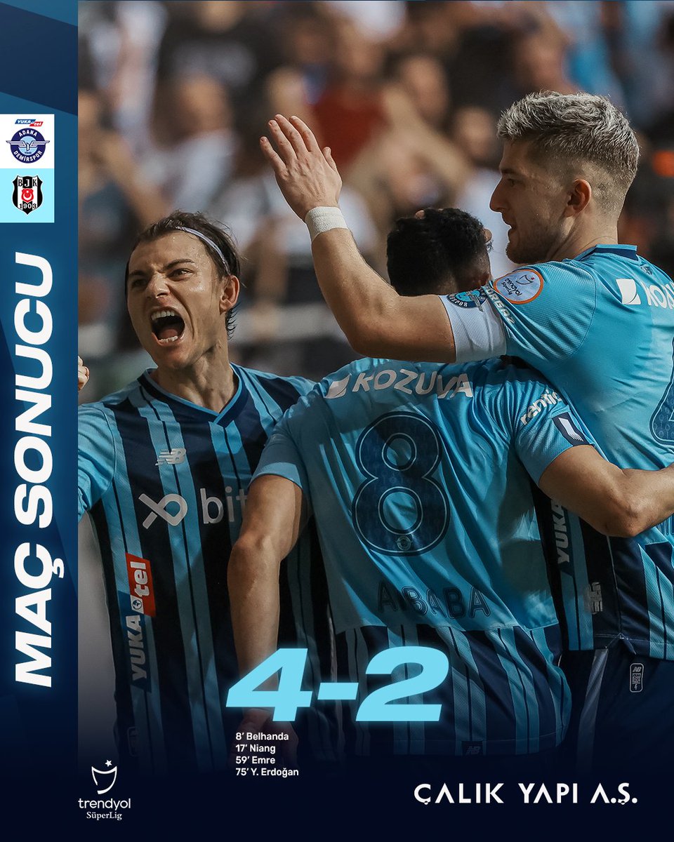 ⏹️ Maç sonucu! ⚡️

🔵 4 - 2 ⚫️

#ADSvBJK | <a href="/superlig/">Trendyol Süper Lig</a>