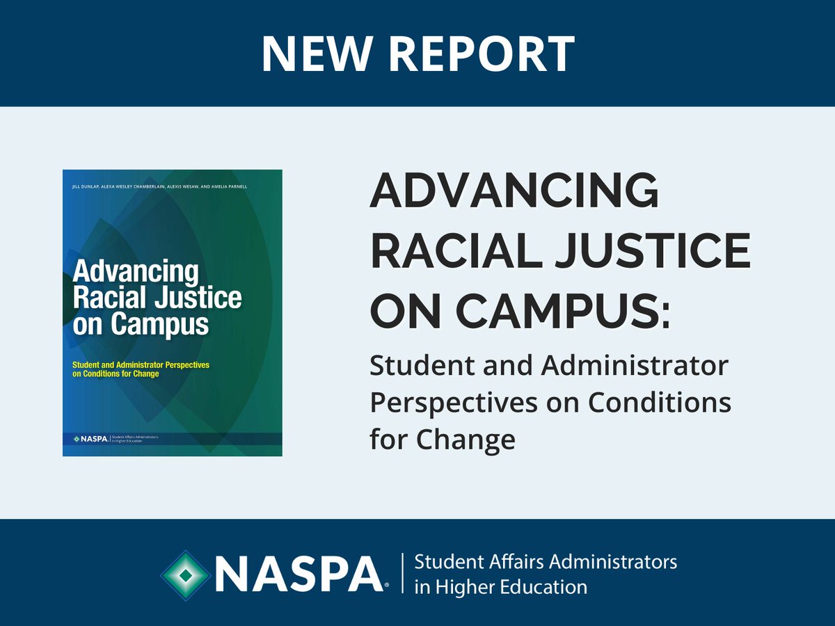 NASPAtweets's tweet image. NEW REPORT: Advancing Racial Justice on Campus
The findings in this new report can guide planning discussions and offer perspective about student priorities.

Learn more: bit.ly/3EQZkXL

#NASPAReport #SApro #HigherEd #DEIResearch #RacialClimate