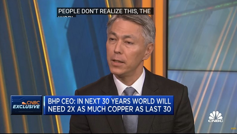 CopperE29's tweet photo. BHP’s CEO, Mike Henry, “The world’s going to need two times as much copper in the next 30 years as the last 30.”
Watch the interview here: https://t.co/EZU0eXYlaa

$ECU.V #EMTRF #copper #criticalminerals #mining #mineralexploration #miningstocks #e29 #element29resources https://t.co/7jusAWVEdR