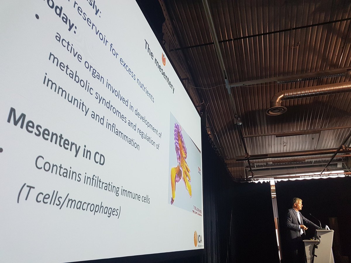MichelAdamina's tweet photo. Mentee and mentor on stage: @Jolinedegroof introduces @WBemelman at #ESCP2023 speaking on the role of the mesentery as a new player in #Crohn: brilliant presentation capitalizing on the work of @Johncalvincoffe and Christianne Buskens - great joint session #ECCO #ESCP in Vilnius https://t.co/zTXcWa7etP