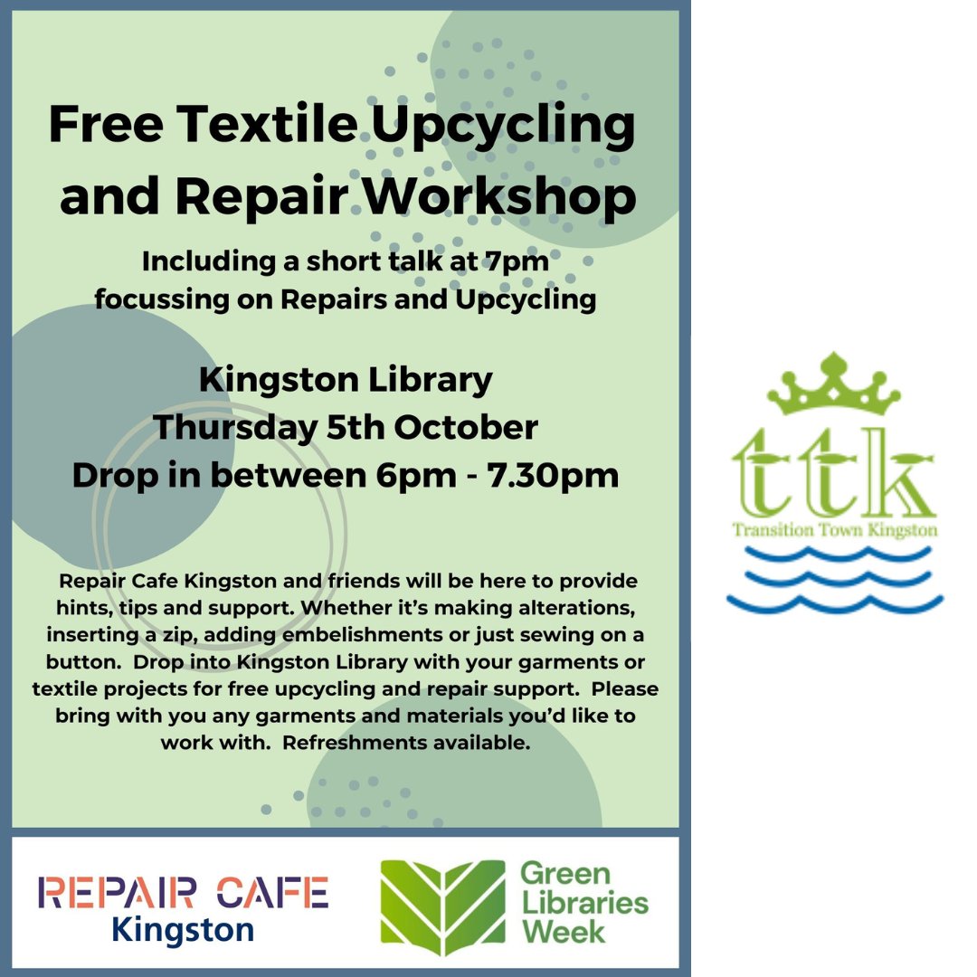 27th September - 5th October #environmental and #selfempowerment events. 

Those with Links:
Kingston Hive  / Drinkable Rivers
kingstonhive.org.uk/events-1

Ethical Vegan Events
ethicalveganevents.com

New Malden Partnership :
newmaldenpartnership.com/take-action-1