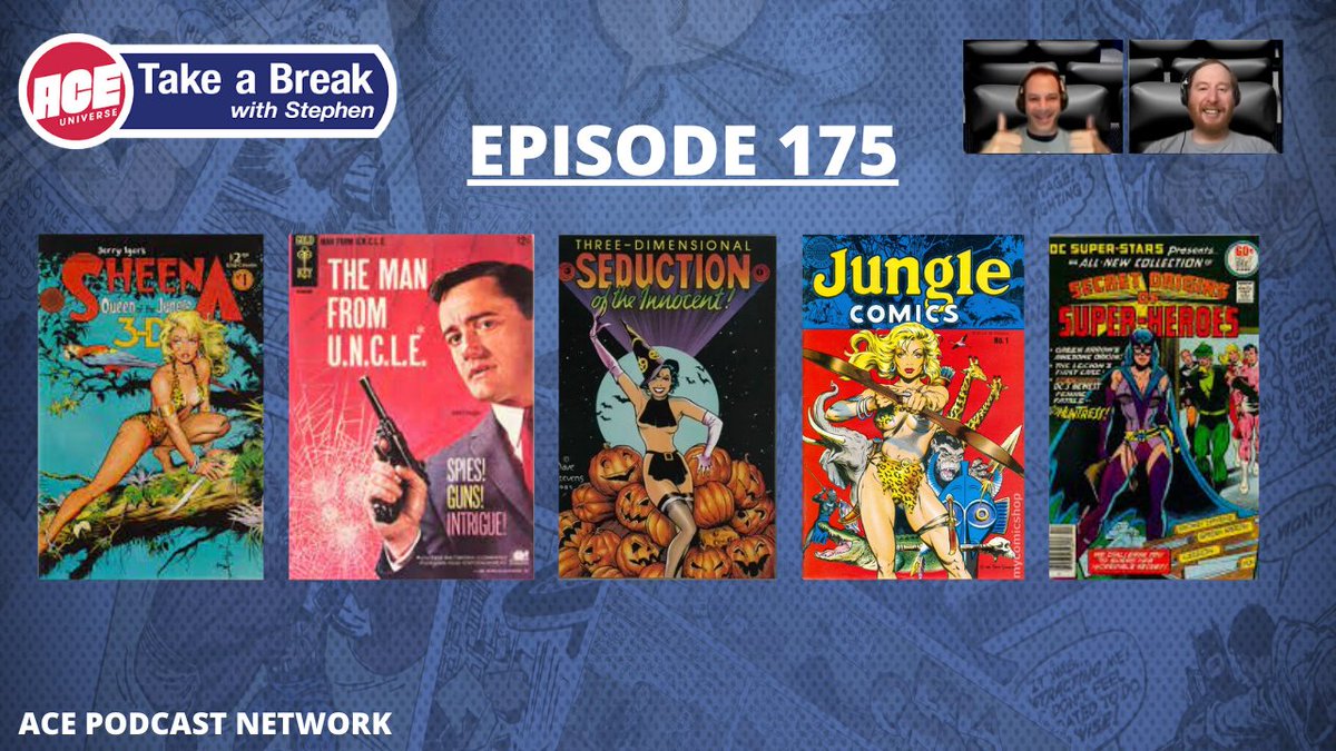 takeabreak_pod's tweet photo. Episode 175 of "Take a Break with Stephen" is out now! 🎙️ Watch as Stephen and Alex cover Seduction of the Innocent, Man from U.N.C.L.E., Jungle Comics and Huntress!

▶️: https://t.co/hOsWdgL2Mn https://t.co/hBNWmBeBf3