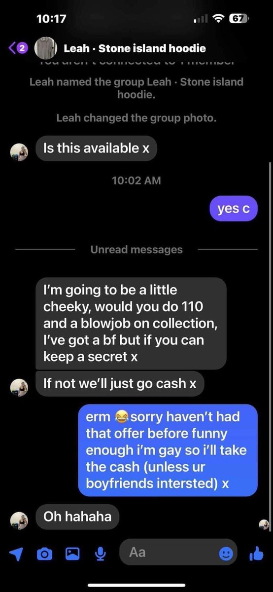 £110 and a blowjob on collection?