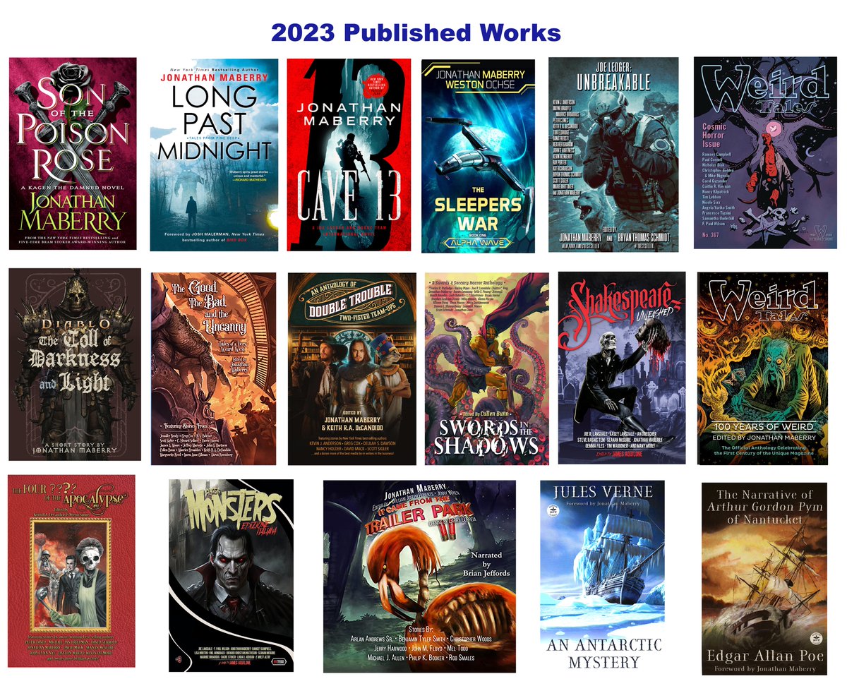 So...yeah...2023 is a moderately busy year for novels, short story collections, anthologies I've edited, anthologies I'm in, books for which I've written forewords, and magazines I've edited. #joeledger #weirdtales #anthology #shortstorycollection #pinedeep