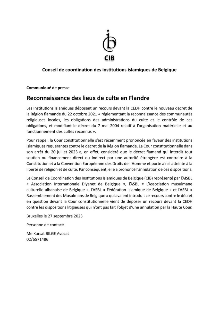 Persbericht | Communiqué de presse