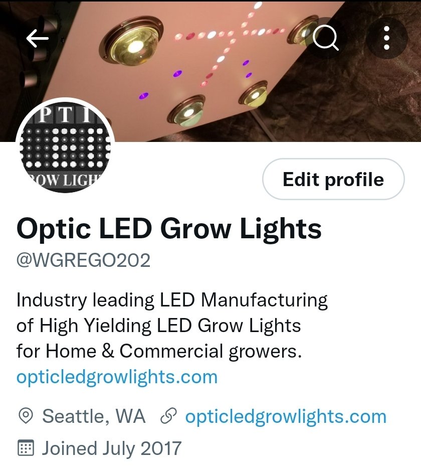 July 2017 we joined Twitter. Optic LED is on our 7th year of serving the cannabis Grow community