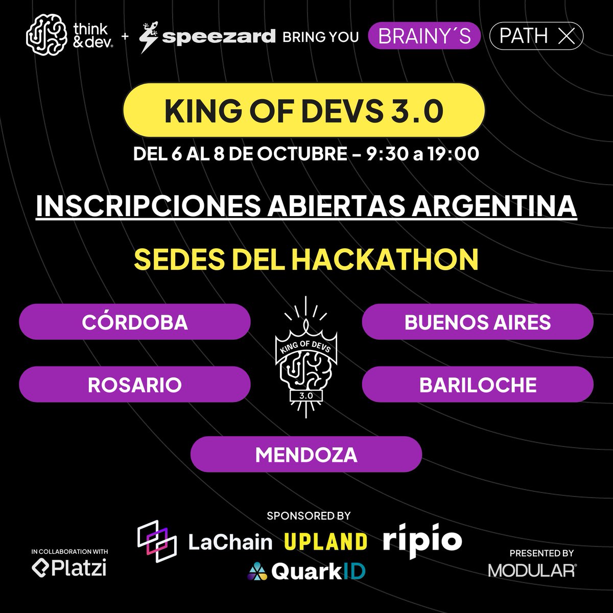 Brainy's Path, siguiente parada: #KingOfDevs 3.0 👑

💣 ¡INSCRIPCIONES ABIERTAS ARGENTINA!

Llega el momento de que los equipos participantes presenten y desarrollen sus proyectos, con el objetivo de convertirse en las startups del futuro. 🚀

¿Asumís el desafío? Seguí leyendo.👇
