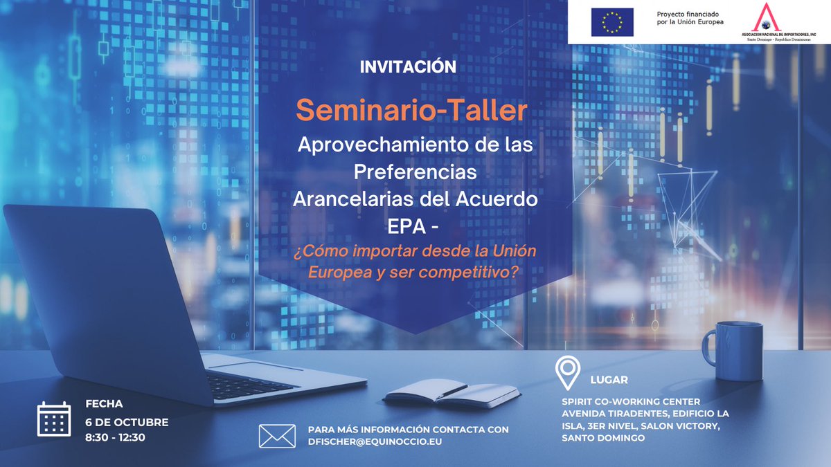 UnionEuropeaRD's tweet photo. ¡Atención importadores! . ¡No se pierdan nuestro nuevo taller en Santo Domingo el 6 de octubre! Le explicaremos cómo aprovechar al máximo de las Preferencias Arancelarias del Acuerdo EPA. Inscripción 🔗 https://t.co/pf09LN4PII  #EPA #EUtrade https://t.co/sMHs4XuEAT