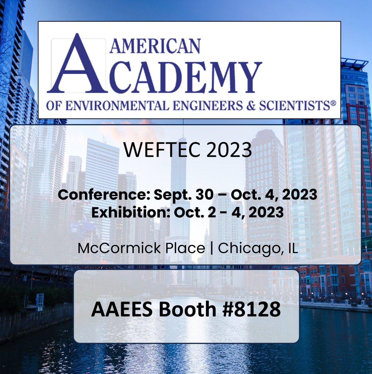 AAEESdotORG's tweet image. WEFTEC is just around the corner! If you are attending, stop by the AAEES booth  number 8128 to say hello! Make sure to take a photo at our booth (selfies encouraged) so we can post it! 

You can submit AAEES WEFTEC photos here: aaees.org/memberstories-…
#weftec #weftec2023