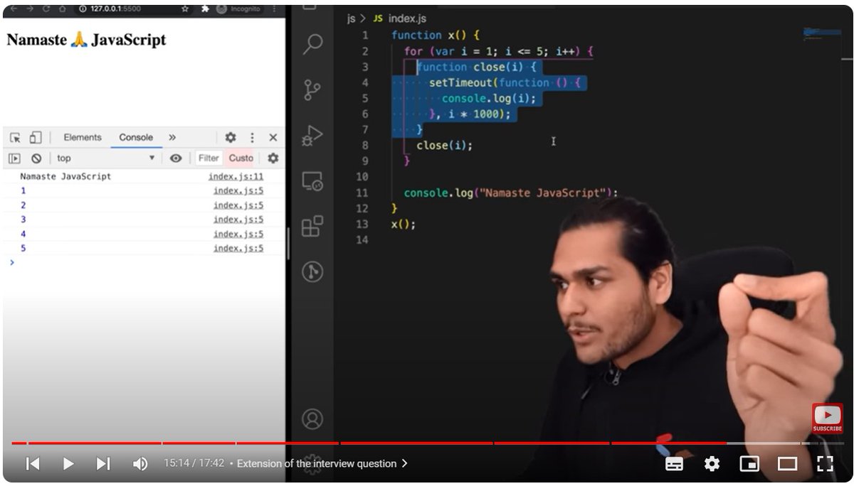 abhijeetgauravm's tweet image. Got to know about how setTimeout, callback function works. Such an insightful one @akshaymarch7 🚀. I must say Namaste Javascript is ❤ indeed. 
#NamasteJavascript #javascript