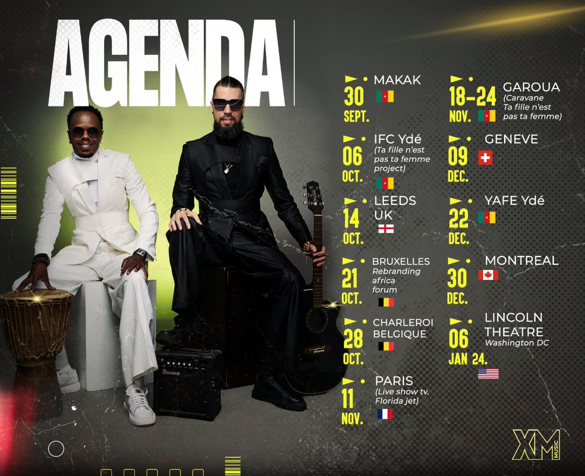 X_MALEYA's tweet photo. 🚀🌍 Garoua, Yaoundé, Douala en passant par Leeds, Genève, Paris, Washington et bien encore… Nous viendront à votre rencontre très prochainement !
Restez à l'écoute pour plus de détails sur les dates et les lieux. 🎤🌟
#XMaleya #Agenda 🚀 https://t.co/DfVarFYQov