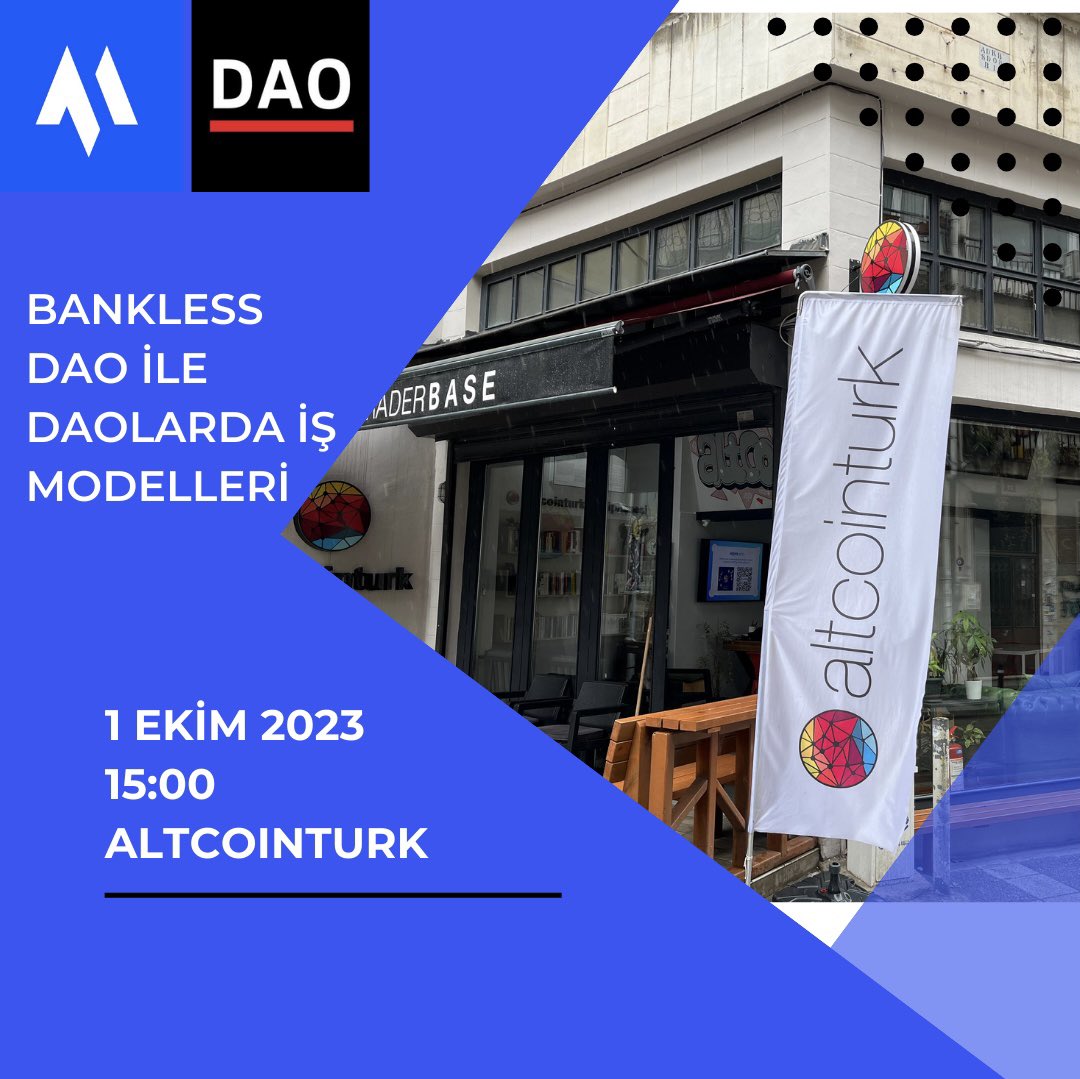 2023-2024 döneminin ilk etkinliği ile karşınızdayız 🙋🏻‍♀️
Marmara Blockchain Kulübü ve Bankless Dao olarak 1 Ekim’de Altcointürk’de buluşuyoruz.
Etkinliğe katılmak için formu doldurmanız yeterli 🤩👇🏻

app.deform.cc/form/b0263b53-…

#marmarablockchain #banklessdao