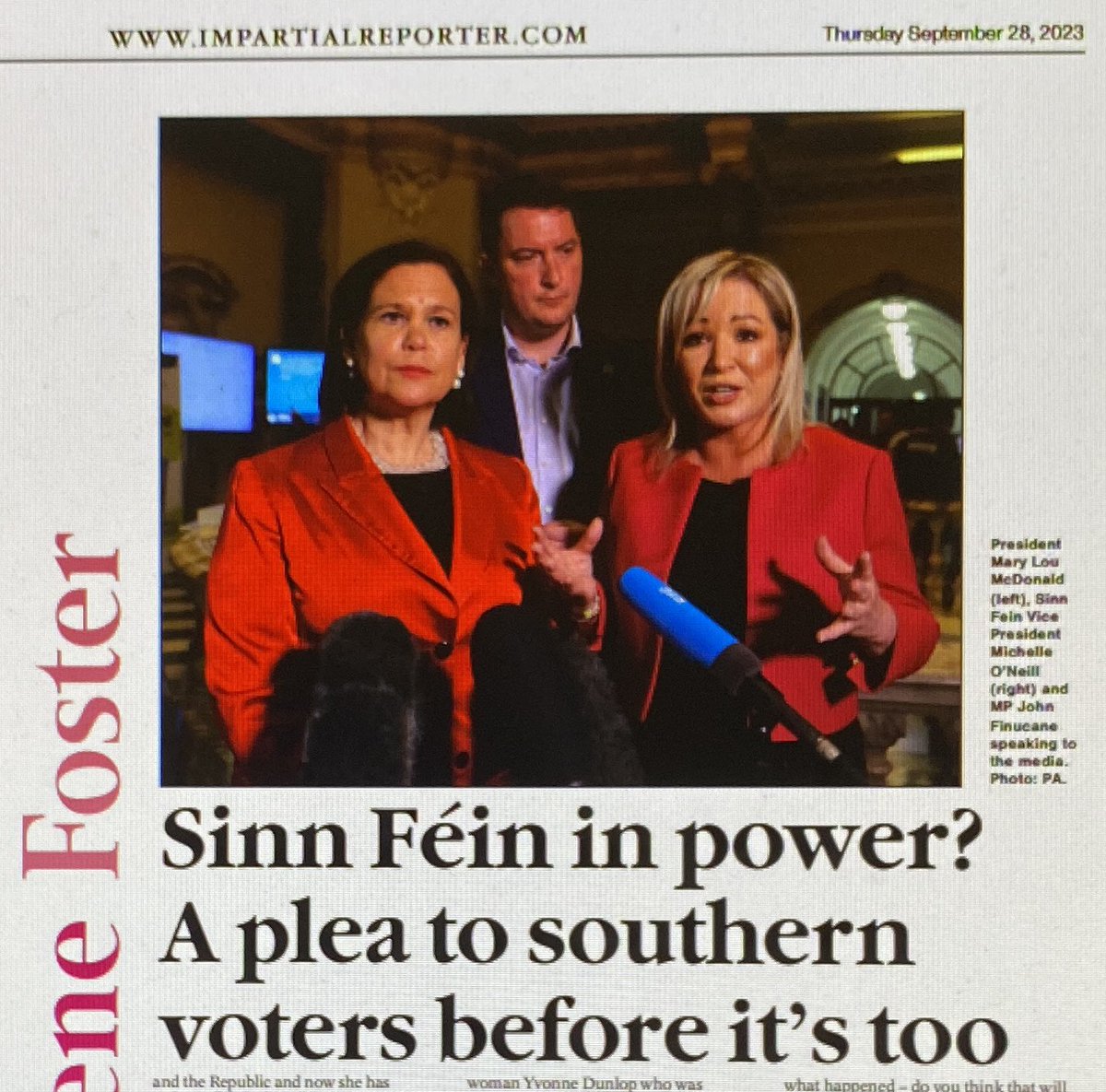 DUPleader's tweet photo. Arlene Foster should keep her nose out of the affairs of our wee country. https://t.co/JDoTOMpAL7