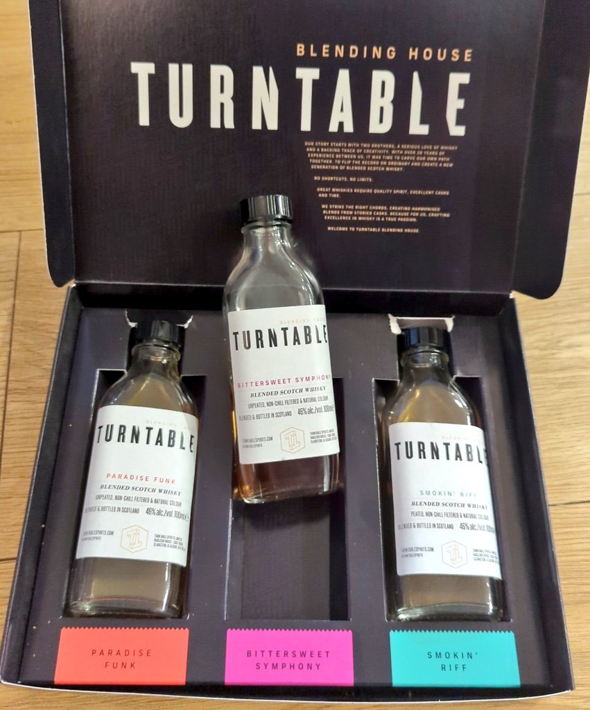 DramofWar's tweet photo. It's been a great tasting tonight with three interesting blends- I have to say the bittersweet symphony was my favorite but the other two were very palatable- the level of recipe detail available was very impressive too #TurntableSpirits https://t.co/Kc0guxgfLE