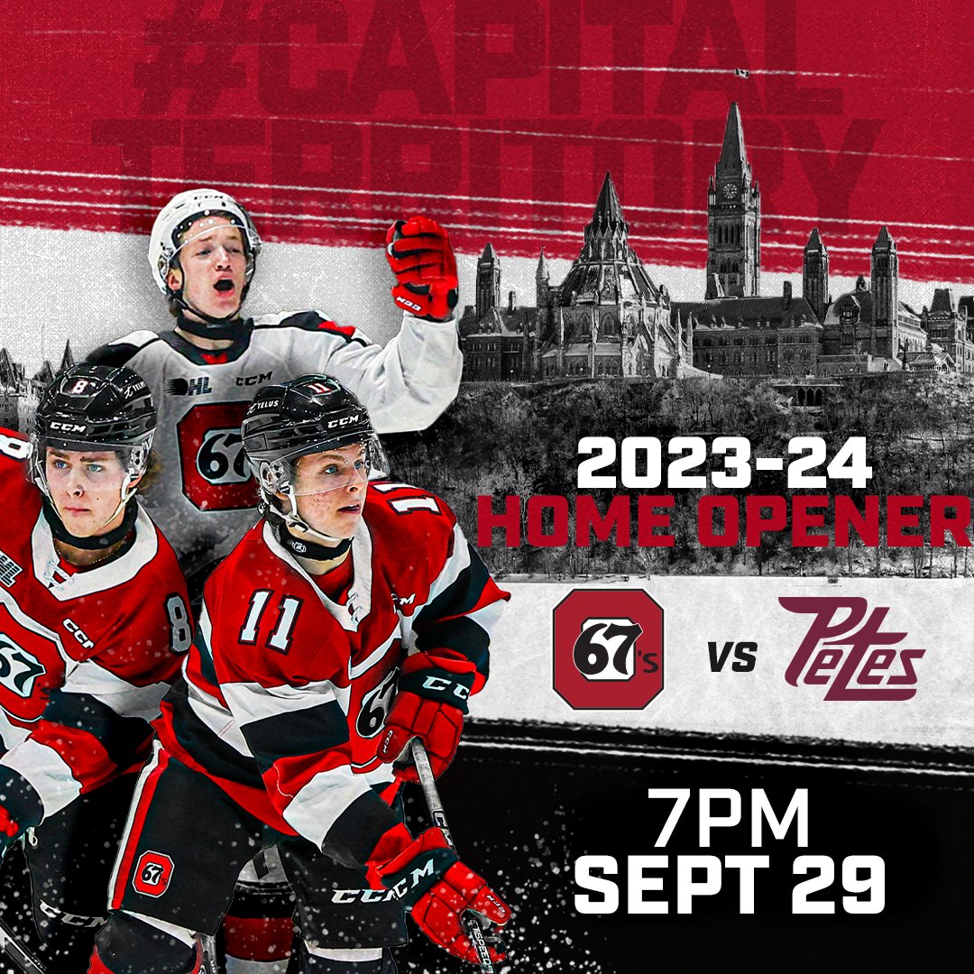 Ottawa67sHockey's tweet image. Let&apos;s show &apos;em how loud #CapitalTerritory can be on Friday night!

And remember - purchasing a ticket for the Home Opener enters you in a contest to win a pair of season seats at the game!

🎟️ | bit.ly/45Mvm2K