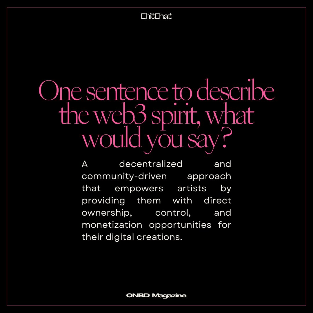 onbd_art's tweet photo. ☕️It's ChitChat time!
This week, we're pleased to introduce multidisciplinary artist @a_tchuca , who is also the co-founder of @GroupDotBR
From immersive plays to captivating NFT collections, explore her inspiring journey through art and activism ❤️🔥
👉💫Check out the interview on ONBD Magazine: https://t.co/uxx5IXrUaT