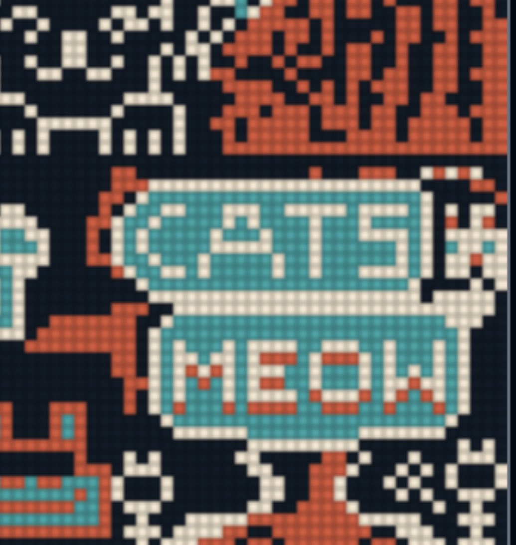 butterhoops's tweet photo. it’s fun collecting on @basepaint_xyz so decided to contribute 100 pixels today - shoutout to the 🟩 background behind “CATS” 😻 https://t.co/1PdPnjEsDI