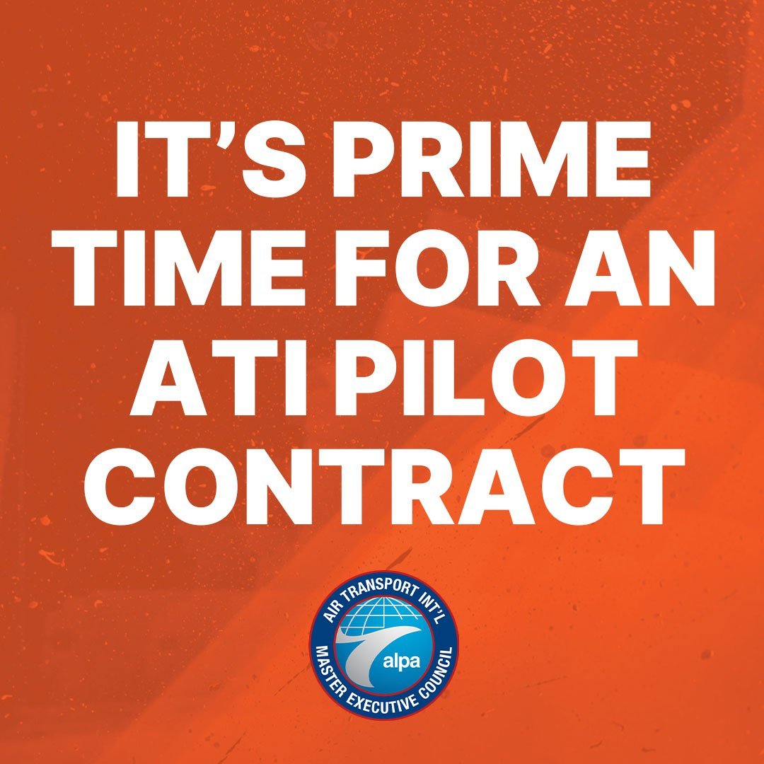B6ALPA's tweet photo. JetBlue pilots stand with ATI pilots. It's prime time for a contract. #WeAreALPA #primetime #atipilotsdeliver #UnionStrong @AirTransportInt @ATSGinc https://t.co/a7NtyFRLvK