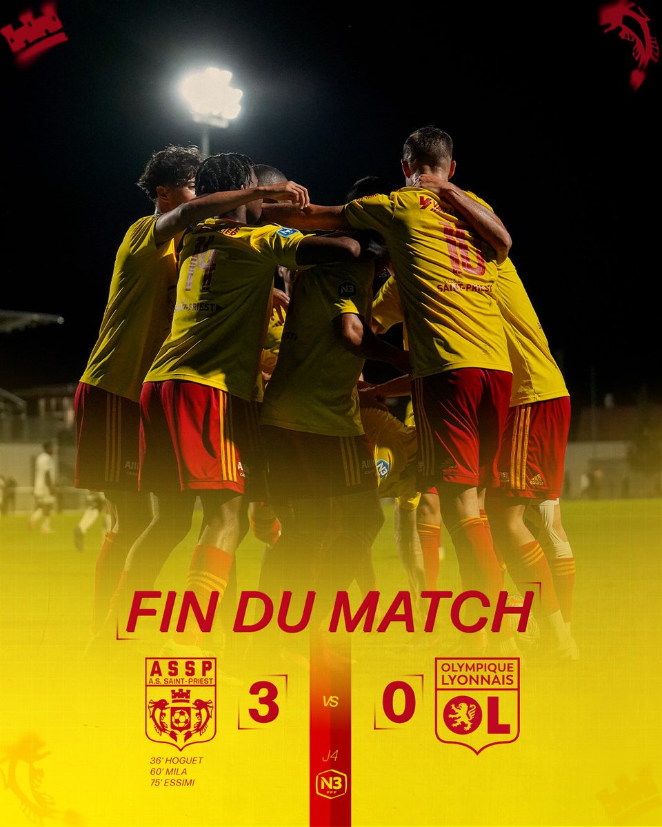 assaintpriest's tweet photo. ⏹ ASSP-OL | 💊3-0⚫️ | ⏱90’
VICTOIIIIIREEEE 😍
Un match sérieux et complet de la par de l'ASSP qui parvient à s'imposer sur le score de 3-0 contre l'OL. 🔥
3 précieux points récupérés qui font du bien ! 💪
~ #Saison𝗔𝗦𝗦𝗣 | #N3 | #𝗔𝗦𝗦𝗣 | #ASSPOL https://t.co/oKLz3LYX7a