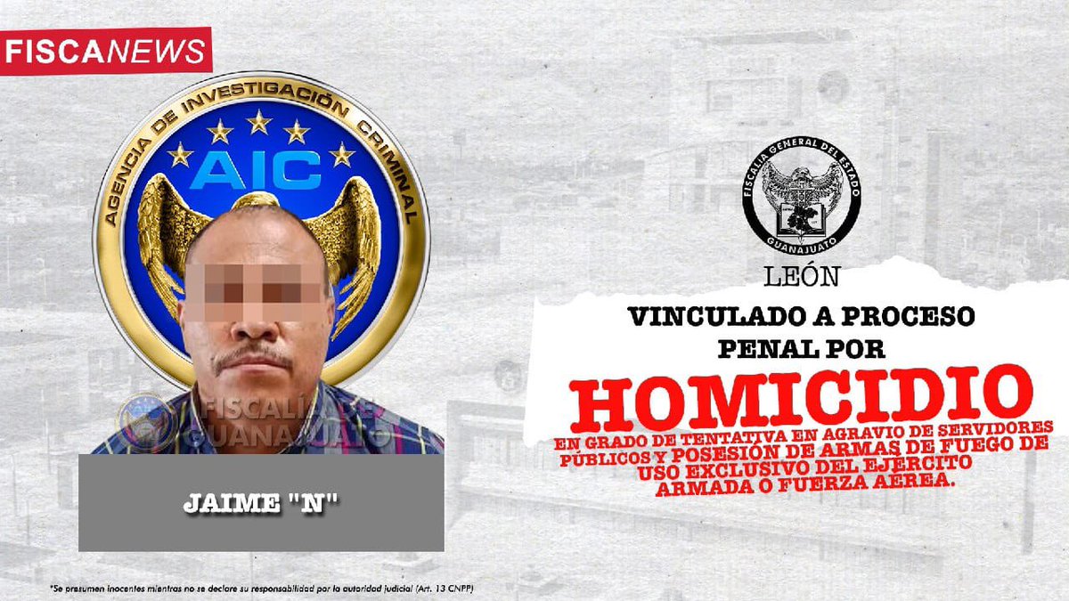 Un sujeto que atentó contra la vida de Agentes de @AIC_Guanajuato, ha sido vinculado a proceso penal. 

Los hechos se registraron en la ciudad de León y el Agente del Ministerio Público logró que el inculpado permanezca en la cárcel.