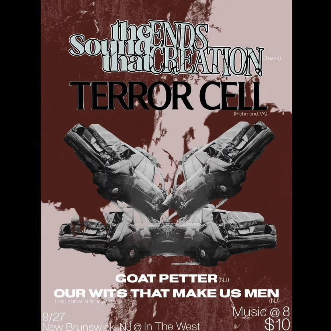 Popping back on Twitter to say that our run with <a href="/TheSoundThatEnd/">The Sound That Ends Creation</a> has been nothing short of amazing. Thank you to everyone who made it out to the last four shows. Final show tonight at In the West in New Brunswick, NJ!