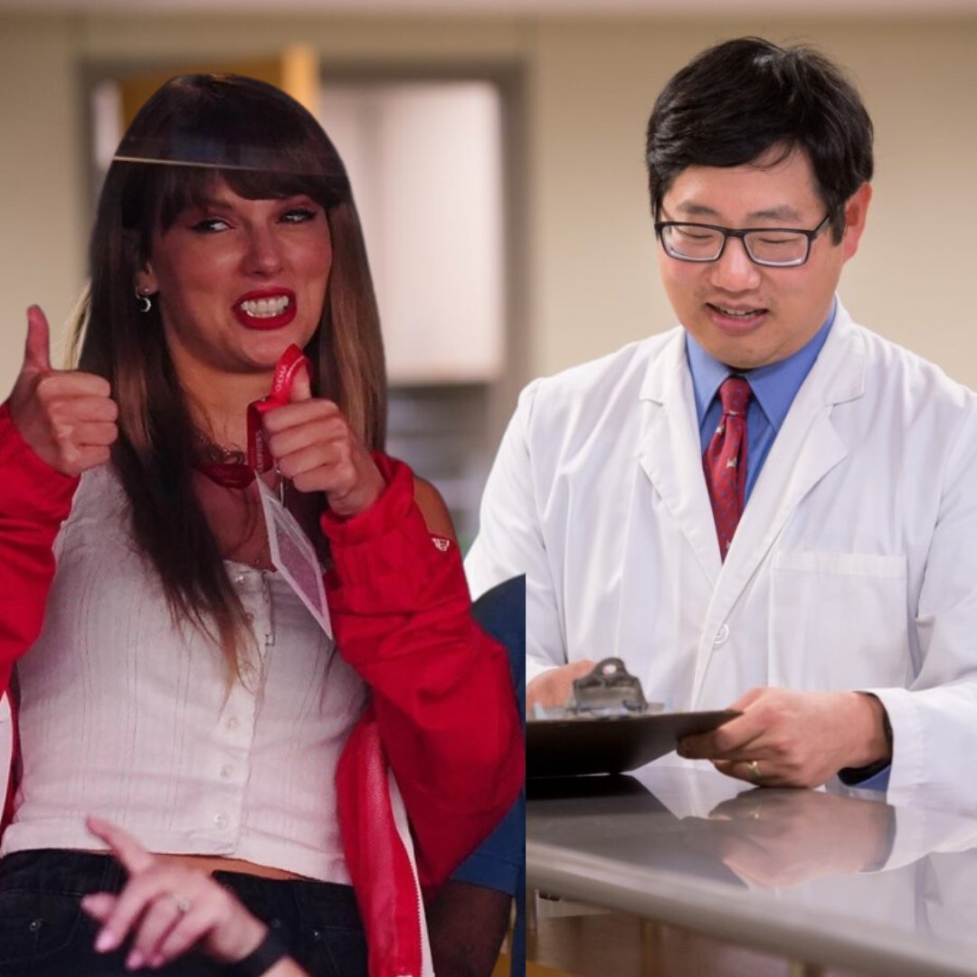 PBRCNews's tweet photo. BREAKING NEWS: Taylor Swift and Travis Kelce spotted at Pennington Biomedical signing up for a clinical trial! Join SWIFTly by visiting https://t.co/DuxIidm633 (Taylor's Version) https://t.co/qdqIr7lEuL