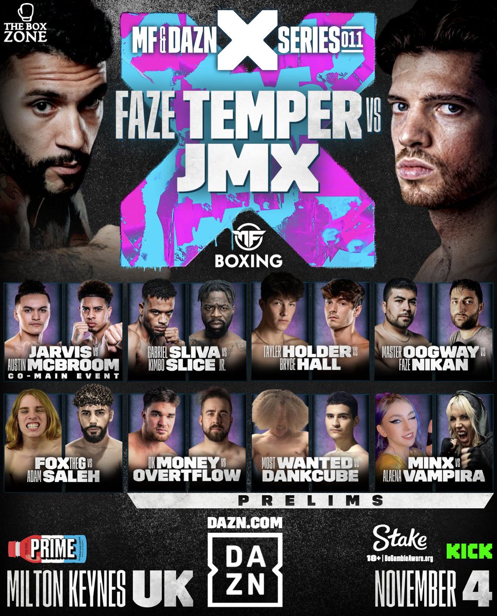 🚨MISFITS CONCEPT CARD🚨

Here are the fights that i would like to see on an undercard for a future misfits event headlined by @Temperrr vs @JMXFifa‼️

What are your thoughts on this card❓🤔

#MisfitsBoxing #FaZeTemper #JMX #boxing #misfits #FaZe #crossoverboxing #BoxZone #fyp