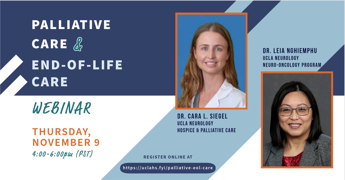 November will be Palliative and Hospice Care Month. Join us @UCLANeurology #NeuroOnc & @UCLAPalliative for a free virtual session on #palliative and end-of-life care for #braintumor patients. 📍 Nov 9, 2023 4-6pm PST/7-9pm EST REGISTRATION: uclahs.fyi/palliative-eol… #btsm #GBM