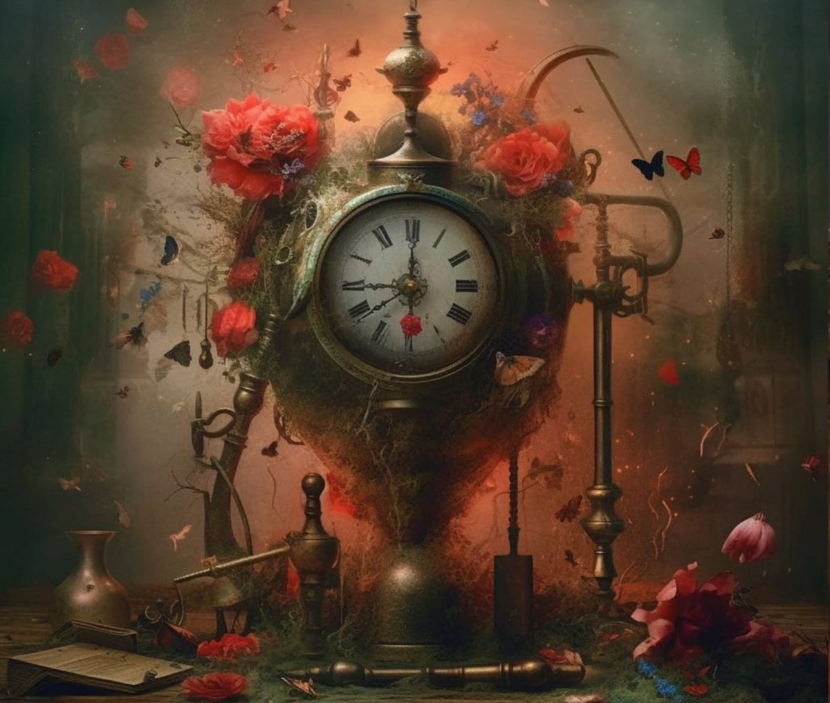 I wonder if AI red One Hundred Years of Solitude by Marquez, but l'm vividly recalling illustrations from childhood with that metaphoric theme. Does talented @ImninVanessa also read mind creating powerful concepts?
#NFTs #AIart #Marquez #clock #metaphorsaplenty
