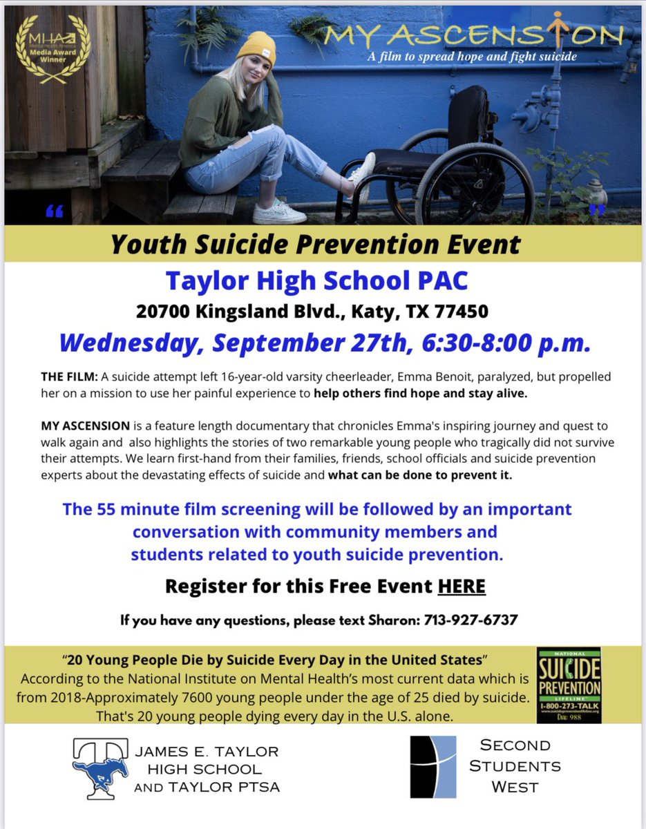 My Ascension—The movie is being shown at Taylor HS tonight.