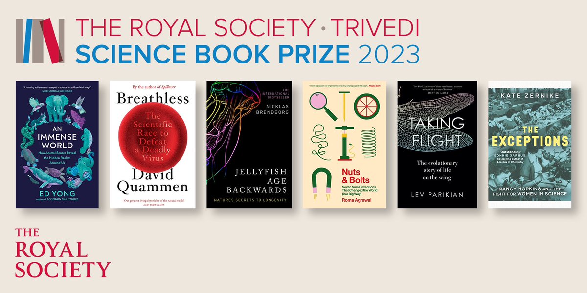 What an honor it was to be on the Royal Science Society Book Prize Committee this year, and what a bumper crop of great science writing we enjoyed. These amazing books made the shortlist. Congratulations to @edyong209 @DavidQuammen @LevParikian @nbrendborg @romagrawal @kzernike