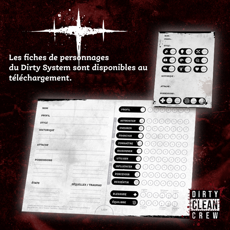 LazarBaruk's tweet photo. En version minimaliste To the bone, ou en version étendue, In the flesh, les fiches de personnage du Dirty System sont disponibles au téléchargement.
https://t.co/XAaRaKLpeX
#JDR #labeldcc #fiches #dirtysystem https://t.co/QfjkI4bIaG