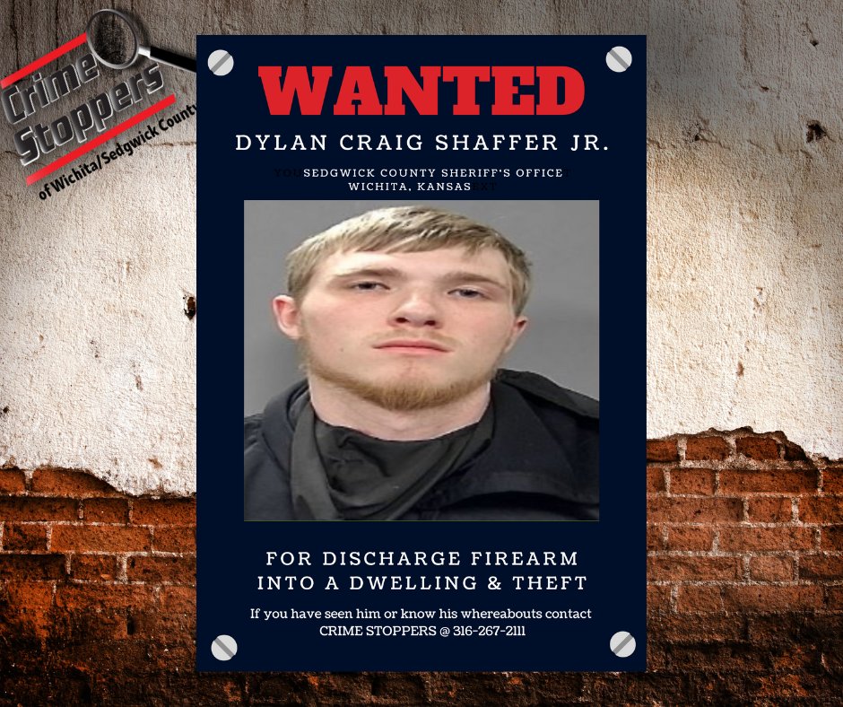 It's WANTED Wednesday!

The @SGCountySheriff Office needs your help locating Dylan Shaffer who is wanted for Criminal Discharge Firearm into a Dwelling and Theft.