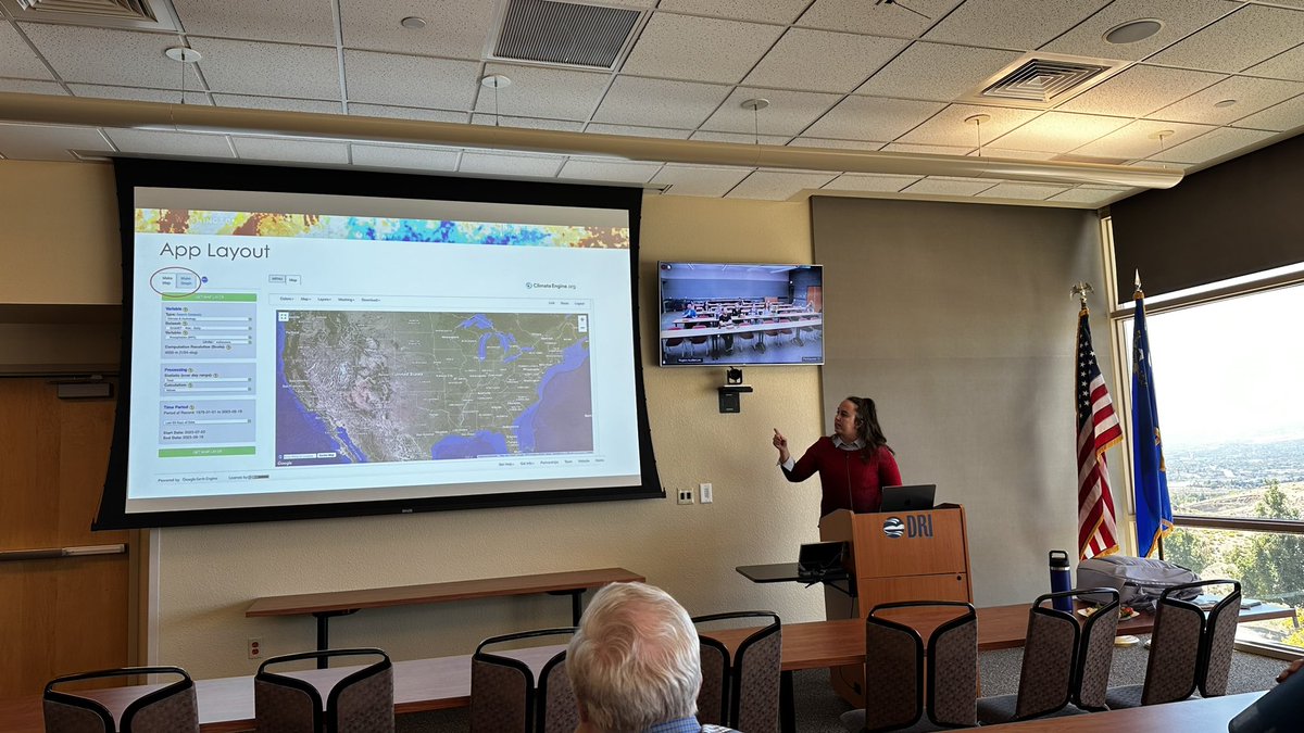 RemoteSci's tweet photo. Great intro to @ClimateEngine by @myscientistlife at @DRIScience ! https://t.co/zrQjCzN1lt